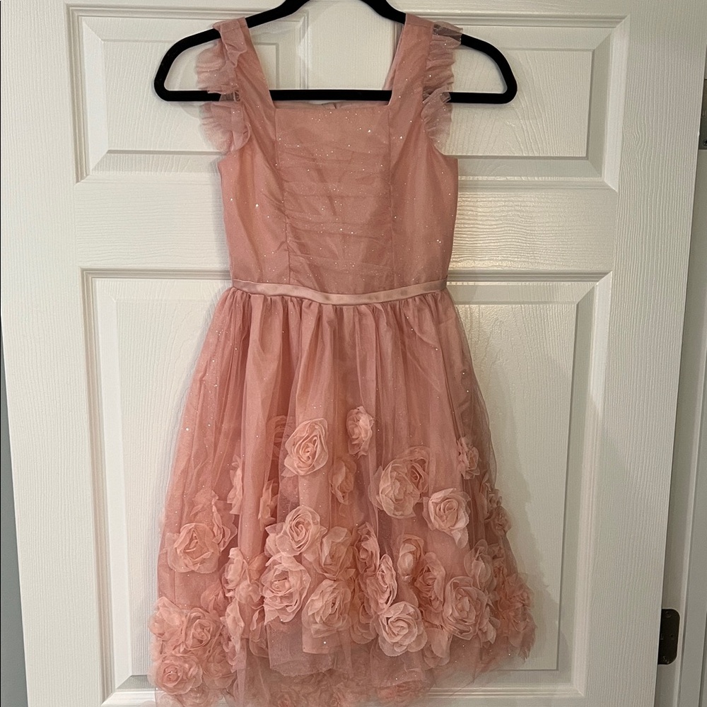 Nannette Blush Rosette Kids Formal Dress